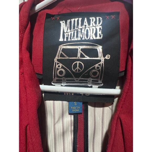 Millard Filmore Red Blazer Button Up Clips Size Small Ruffled Collar MF-13 - Picture 4 of 4
